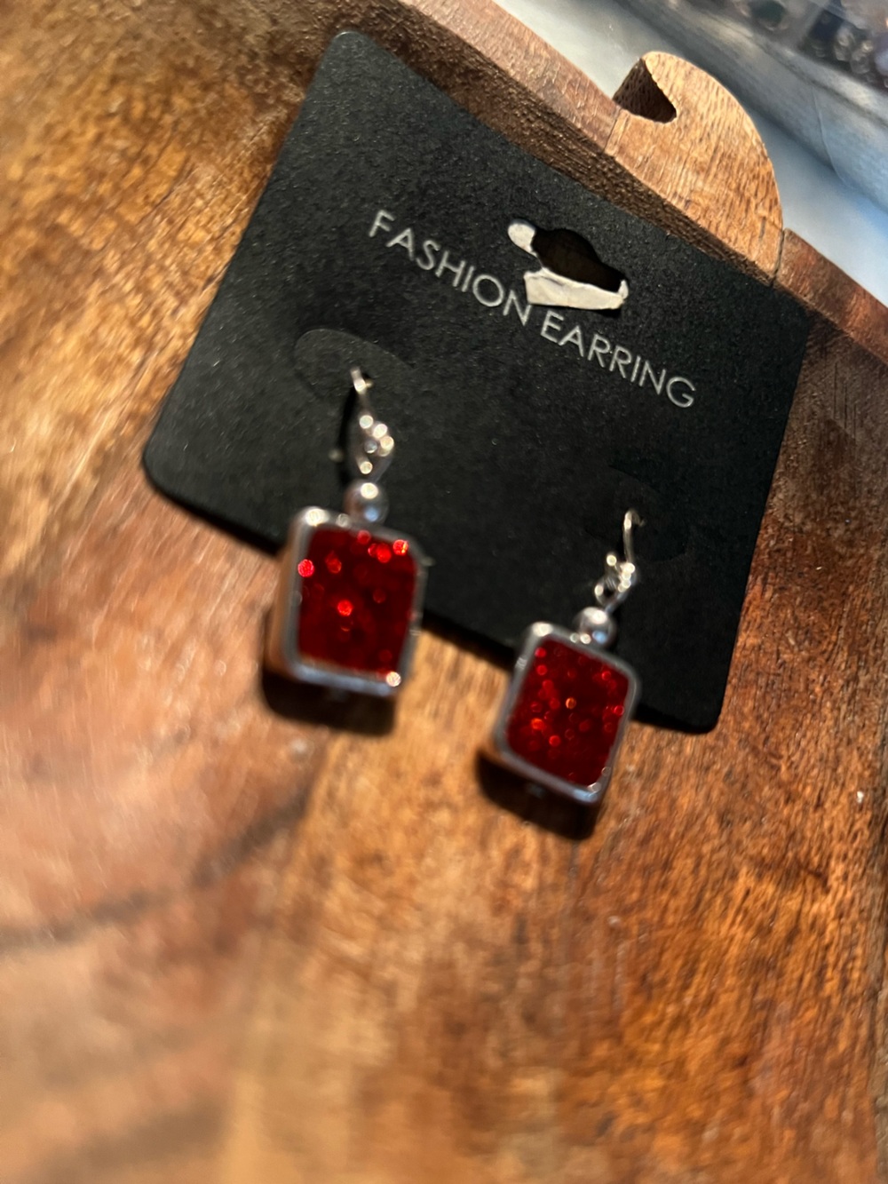 Sparkling Red Square Dangle Earrings - Women Jewelry